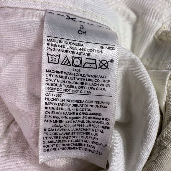 Old Navy Cream Linen Blend Pants Sz SP Pockets Boho Coastal Beach Indie comfy - Picture 4 of 8
